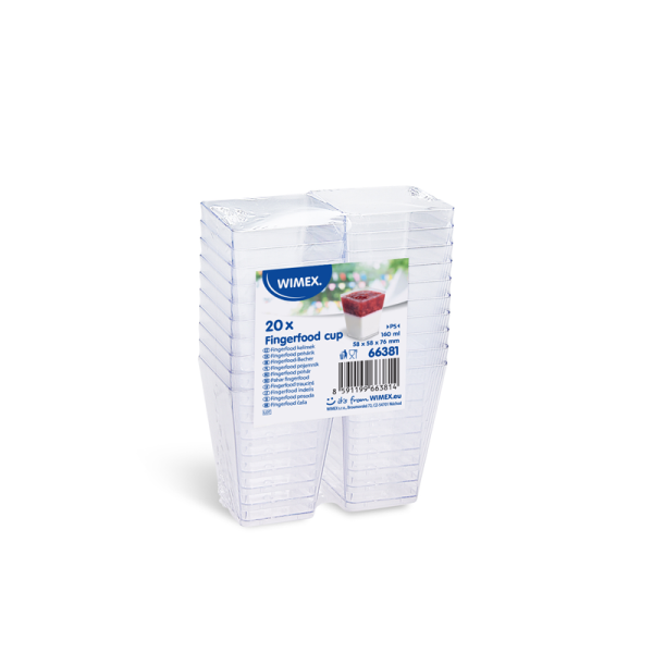 Fingerfood-Becher (PS) eckig glasklar 58 x 58 x 76 mm 160ml [20 St.]