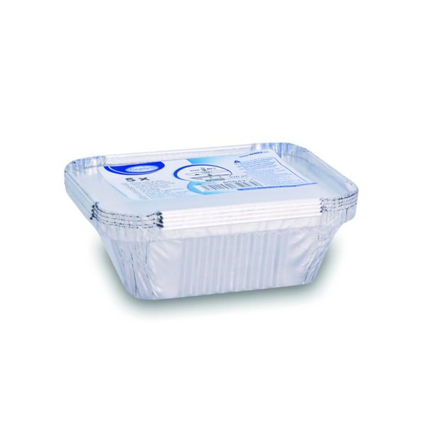 Schale (ALU) eckig 145 x 120 x 41 mm 470ml + Deckel [5 Sets]