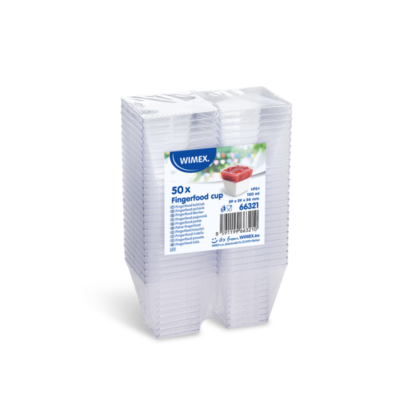 Fingerfood-Becher (PS) eckig glasklar 59 x 59 x 54 mm 100ml [50 St.]